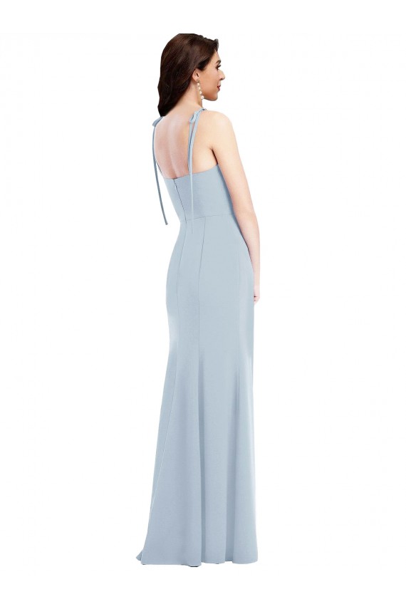 Strapless Long Stretch Crepe Light Sky Blue Sleeveless Bridesmaid Dress / Formal Dress Essex