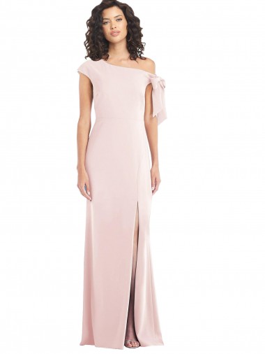 Off the Shoulder Long Stretch Crepe Pink Cap Sleeves Formal Evening Gown / Prom Dress / Bridesmaid Dress Essex