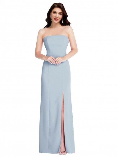 Strapless Long Stretch Crepe Light Sky Blue Sleeveless Formal Evening Gown / Prom Dress / Bridesmaid Dress Essex