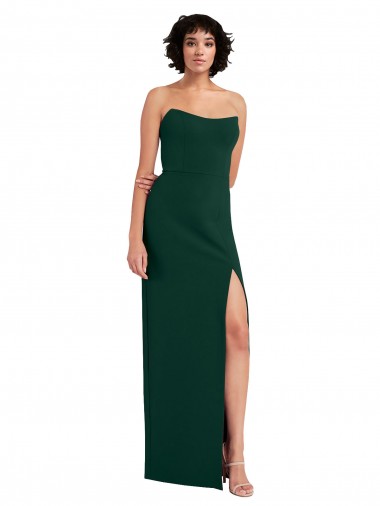 Strapless Long Stretch Crepe Midnight Green Sleeveless Formal Evening Gown / Prom Dress / Bridesmaid Dress Essex