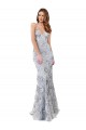 High Neck Long Stretch Crepe & Sequin Tulle Silver Sleeveless Formal Evening Gown / Prom Dress / Bridesmaid Dress Essex