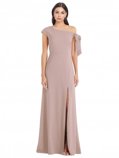 Off the Shoulder Long Stretch Crepe Dusty Pink Sleeveless Formal Evening Gown / Prom Dress / Bridesmaid Dress Essex