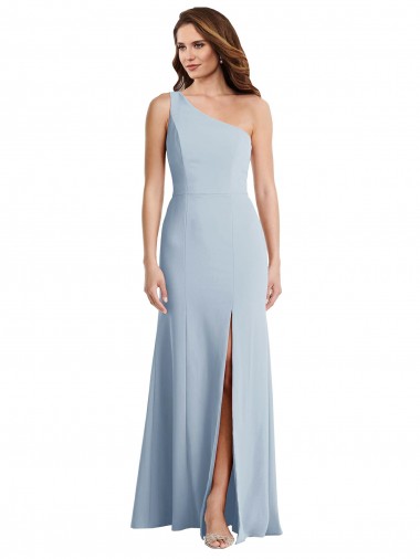 One Shoulder Long Stretch Crepe Light Sky Blue Sleeveless Formal Evening Gown / Prom Dress / Bridesmaid Dress Essex