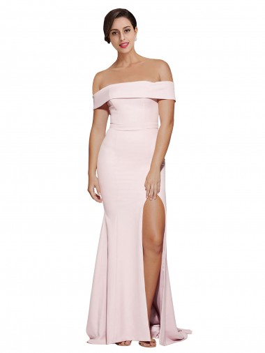 Square Neck Sweep Train Stretch Crepe Pink Sleeveless Formal Evening Gown / Prom Dress / Bridesmaid Dress Essex