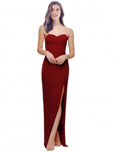 Sweetheart Long Stretch Crepe Burgundy Sleeveless Bridesmaid Dress / Evening Dress Essex