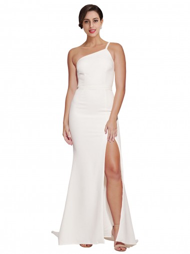 Strapless Sweep Train Stretch Crepe Ivory Sleeveless Semi Formal Evening Dress / Prom Dress / Bridesmaid Dress Essex