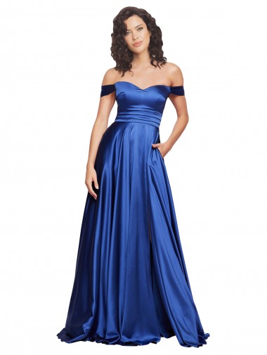 Sweetheart Sweep Train Stretch Satin Royal Blue Sleeveless Formal Evening Gown / Prom Dress / Bridesmaid Dress Essex