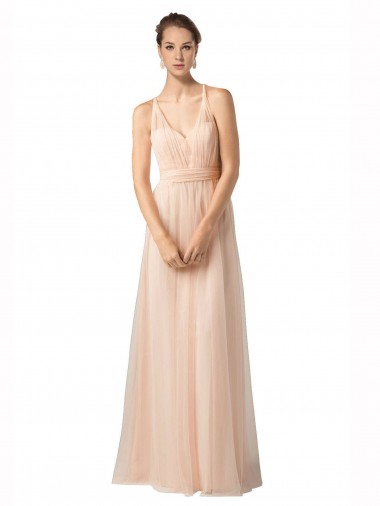 Sweetheart Long Tulle Nude Sleeveless Bridesmaid Dress / Evening Dress Essex