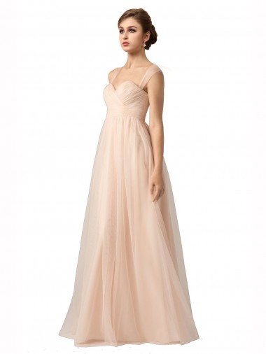 Sweetheart Long Tulle Nude Sleeveless Bridesmaid Evening Gowns Essex