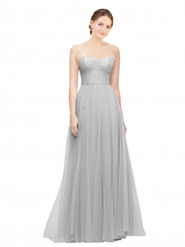 Sweetheart Long Tulle Silver Sleeveless Bridesmaid Dress Essex