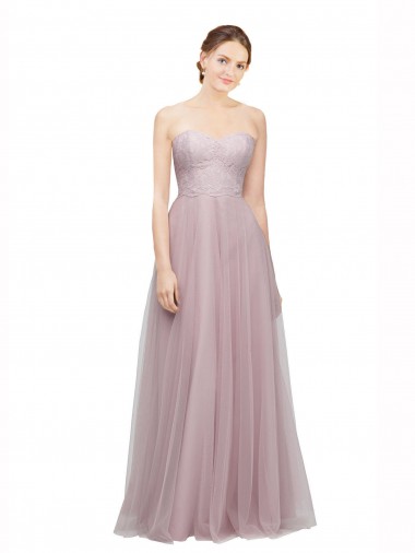 Sweetheart Long Tulle & Lace Light Lilac Sleeveless Bridesmaid Dress / Evening Dress Essex