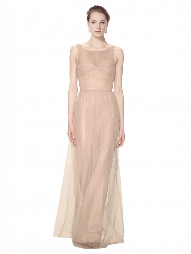 High Neck Long Tulle Blush Sleeveless Bridesmaid Dress Essex