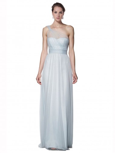 One Shoulder Long Tulle Mist Sleeveless Bridesmaid Dress Essex