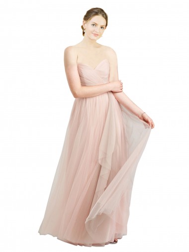 Sweetheart Long Tulle Pink Sleeveless Bridesmaid Dress / Evening Dress Essex