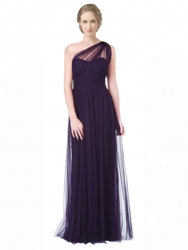 Sweetheart Long Tulle Plum Sleeveless Bridesmaid Dress Essex