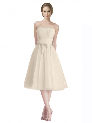 Strapless Cocktail Length Tulle Sleeveless Bridesmaid Dress Essex