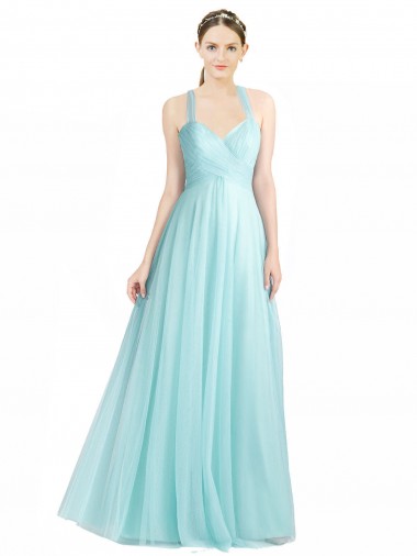 Sweetheart Long Tulle Mint Green Sleeveless Bridesmaid Dress Essex