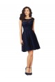 Bateau Neck Knee Length Tulle & Lace Dark Navy Sleeveless Bridesmaid Dress Essex