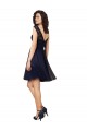 Bateau Neck Knee Length Tulle & Lace Dark Navy Sleeveless Bridesmaid Dress Essex