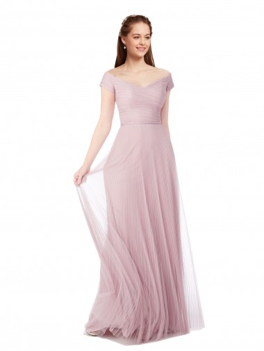 Off the Shoulder Long Tulle Sleeveless Bridesmaid Dress / Evening Dress Essex