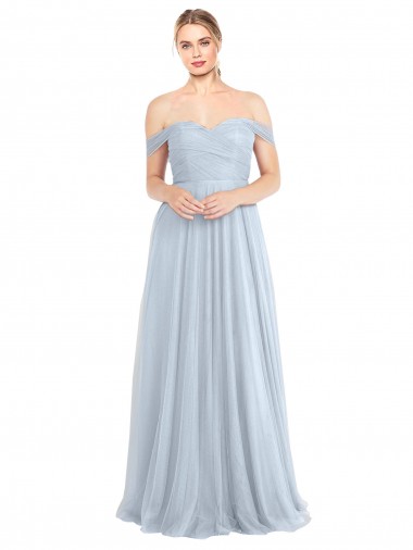 Strapless Long Tulle Light Sky Blue Sleeveless Evening Dress / Bridesmaid Dress Essex