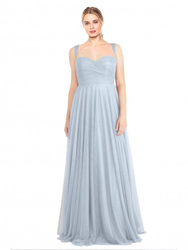 Sweetheart Long Tulle Light Sky Blue Sleeveless Evening Gown / Bridesmaid Dress Essex