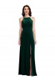 High Neck Long Stretch Velvet Dark Green Sleeveless Semi Formal Evening Dress / Prom Dress / Bridesmaid Dress Essex