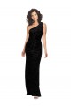 One Shoulder Long Floral Velvet & Stretch Velvet Black Sleeveless Bridesmaid Dresses Essex