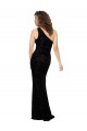 One Shoulder Long Floral Velvet & Stretch Velvet Black Sleeveless Bridesmaid Dresses Essex