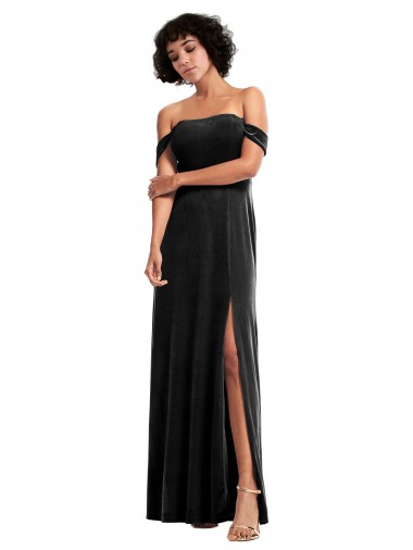 Strapless Long Stretch Velvet Black Sleeveless Formal Evening Gown / Prom Dress / Bridesmaid Dress Essex