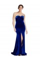 Strapless Sweep Train Stretch Velvet Royal Blue Sleeveless Formal Evening Gown / Prom Dress / Bridesmaid Dress Essex